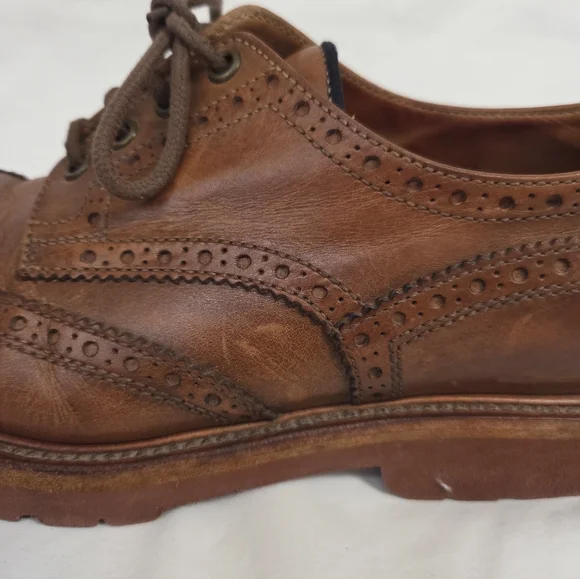 Brunello Cucinelli Cognac Leather Wing Tip Derby Oxfords 42 - Picture 5 of 16